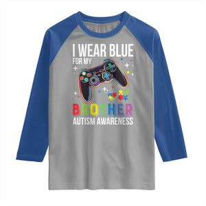 Autism Awareness Gamer Raglan Shirt I Wear Blue for My Brother Video Game Family Support TS02 Sport Gray Royal Print Your Wear