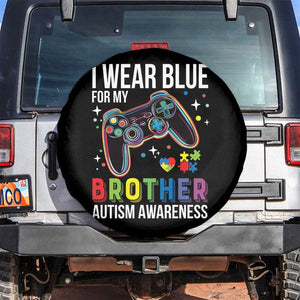 Autism Awareness Gamer Spare Tire Cover I Wear Blue for My Brother Video Game Family Support TS02 No hole Black Print Your Wear