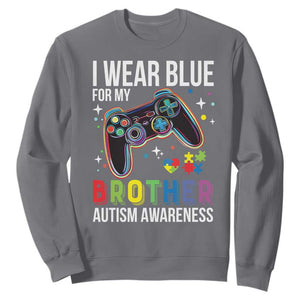 Autism Awareness Gamer Sweatshirt I Wear Blue for My Brother Video Game Family Support TS02 Charcoal Print Your Wear