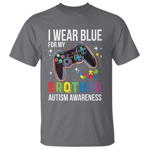 Autism Awareness Gamer T Shirt I Wear Blue for My Brother Video Game Family Support TS02 Charcoal Print Your Wear