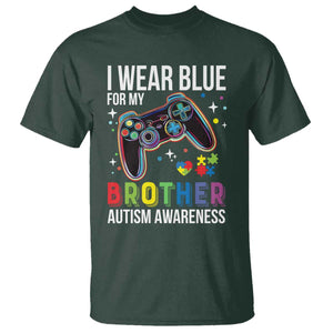 Autism Awareness Gamer T Shirt I Wear Blue for My Brother Video Game Family Support TS02 Dark Forest Green Print Your Wear
