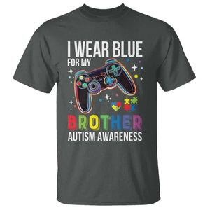 Autism Awareness Gamer T Shirt I Wear Blue for My Brother Video Game Family Support TS02 Dark Heather Print Your Wear