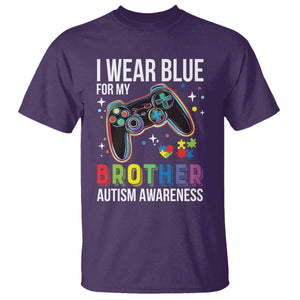 Autism Awareness Gamer T Shirt I Wear Blue for My Brother Video Game Family Support TS02 Purple Print Your Wear