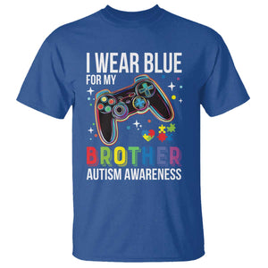 Autism Awareness Gamer T Shirt I Wear Blue for My Brother Video Game Family Support TS02 Royal Blue Print Your Wear