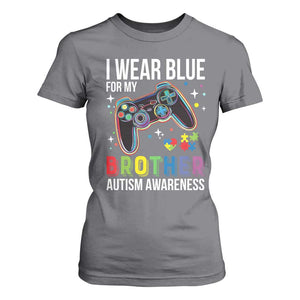 Autism Awareness Gamer T Shirt For Women I Wear Blue for My Brother Video Game Family Support TS02 Charcoal Print Your Wear