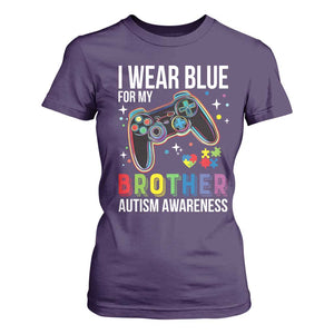 Autism Awareness Gamer T Shirt For Women I Wear Blue for My Brother Video Game Family Support TS02 Purple Print Your Wear