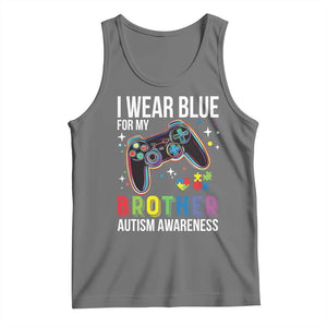 Autism Awareness Gamer Tank Top I Wear Blue for My Brother Video Game Family Support TS02 Black Heather Print Your Wear