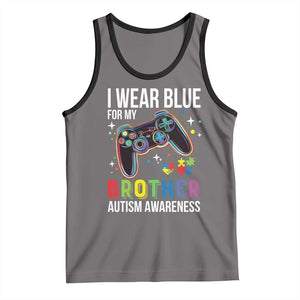 Autism Awareness Gamer Tank Top I Wear Blue for My Brother Video Game Family Support TS02 Deep Heather Black Print Your Wear