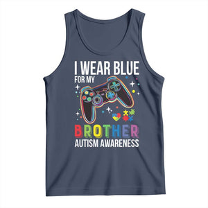 Autism Awareness Gamer Tank Top I Wear Blue for My Brother Video Game Family Support TS02 Navy Print Your Wear