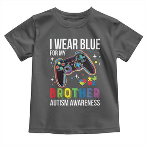 Autism Awareness Gamer Toddler T Shirt I Wear Blue for My Brother Video Game Family Support TS02 Dark Heather Print Your Wear