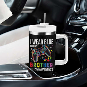 Autism Awareness Gamer Tumbler With Handle I Wear Blue for My Brother Video Game Family Support TS02 Print Your Wear