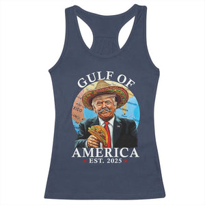 Funny Trump Gulf Of USA Racerback Tank Top Mexico Sombrebro Tacos US 2025 TS02 Navy Print Your Wear