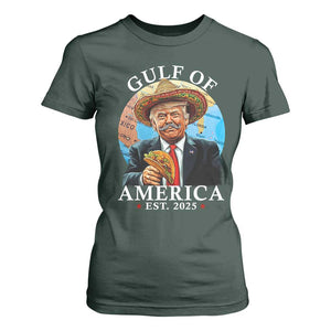 Funny Trump Gulf Of USA T Shirt For Women Mexico Sombrebro Tacos US 2025 TS02 Dark Forest Green Print Your Wear