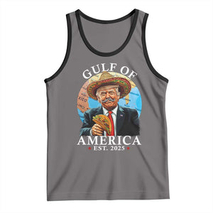 Funny Trump Gulf Of USA Tank Top Mexico Sombrebro Tacos US 2025 TS02 Deep Heather Black Print Your Wear