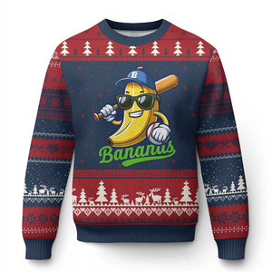 Cute Banana Graphics Ugly Christmas Sweater Funny Sports Baseball Lover TS02 Navy Red Print Your Wear