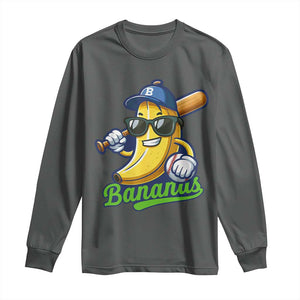 Cute Banana Graphics Long Sleeve Shirt Funny Sports Baseball Lover TS02 Dark Heather Print Your Wear
