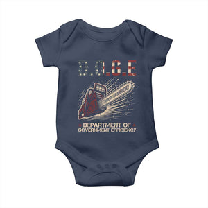 Chainsaw For Bureaucracy Baby Onesie Funny DOGE USA Flag TS02 Navy Print Your Wear