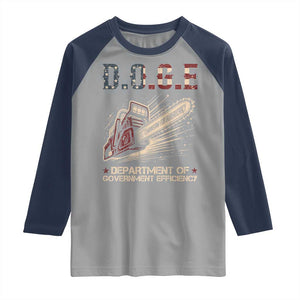 Chainsaw For Bureaucracy Raglan Shirt Funny DOGE USA Flag TS02 Sport Gray Navy Print Your Wear
