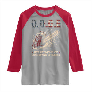 Chainsaw For Bureaucracy Raglan Shirt Funny DOGE USA Flag TS02 Sport Gray Red Print Your Wear