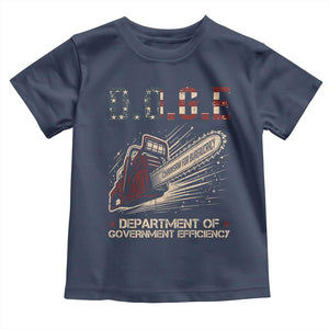 Chainsaw For Bureaucracy Toddler T Shirt Funny DOGE USA Flag TS02 Navy Print Your Wear