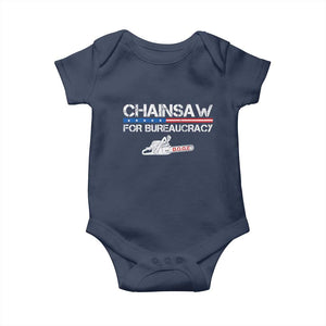 Chainsaw For Bureaucracy Baby Onesie DOGE Department Of Government TS02 Navy Print Your Wear