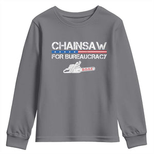 Chainsaw For Bureaucracy Youth Sweatshirt DOGE Department Of Government TS02 Charcoal Print Your Wear