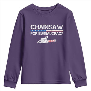 Chainsaw For Bureaucracy Youth Sweatshirt DOGE Department Of Government TS02 Purple Print Your Wear