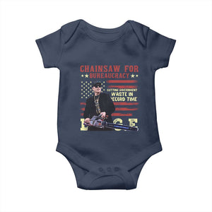 Chainsaw For Bureaucracy Baby Onesie Cutting Government Waste In Record Time DOGE TS02 Navy Print Your Wear