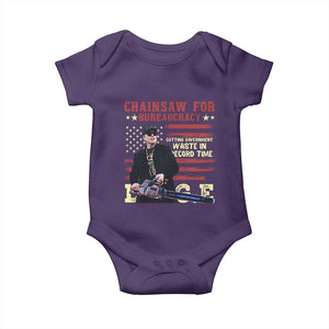 Chainsaw For Bureaucracy Baby Onesie Cutting Government Waste In Record Time DOGE TS02 Purple Print Your Wear