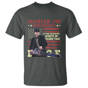 Chainsaw For Bureaucracy T Shirt Cutting Government Waste In Record Time DOGE TS02 Dark Heather Print Your Wear