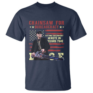 Chainsaw For Bureaucracy T Shirt Cutting Government Waste In Record Time DOGE TS02 Navy Print Your Wear