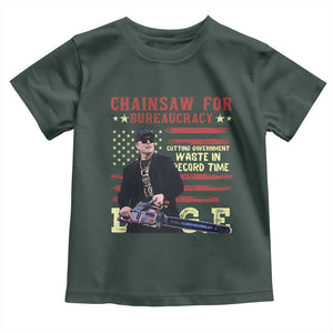 Chainsaw For Bureaucracy Toddler T Shirt Cutting Government Waste In Record Time DOGE TS02 Dark Forest Green Print Your Wear