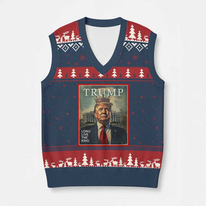 Trump 2025 V-Neck Knit Sweater Vest Long Live The King Patriotic Graphic TS02 Navy Red Print Your Wear