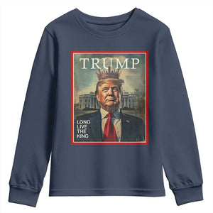 Trump 2025 Youth Sweatshirt Long Live The King Patriotic Graphic TS02 Navy Print Your Wear