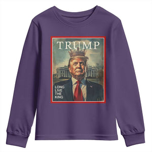 Trump 2025 Youth Sweatshirt Long Live The King Patriotic Graphic TS02 Purple Print Your Wear