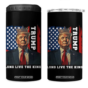 Trump 2025 4 in 1 Can Cooler Tumbler President Long Live the King American Flag TS02 One Size: 16 oz Black Print Your Wear