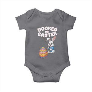 Cute Bunny Fishing Baby Onesie Hooked for Easter Eggs Funny Holiday TS02 Charcoal Print Your Wear