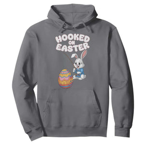 Cute Bunny Fishing Hoodie Hooked for Easter Eggs Funny Holiday TS02 Charcoal Print Your Wear