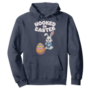 Cute Bunny Fishing Hoodie Hooked for Easter Eggs Funny Holiday TS02 Navy Print Your Wear