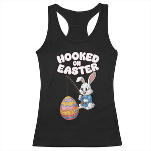 Cute Bunny Fishing Racerback Tank Top Hooked for Easter Eggs Funny Holiday TS02 Black Print Your Wear