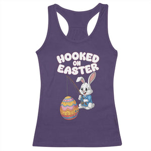 Cute Bunny Fishing Racerback Tank Top Hooked for Easter Eggs Funny Holiday TS02 Purple Print Your Wear