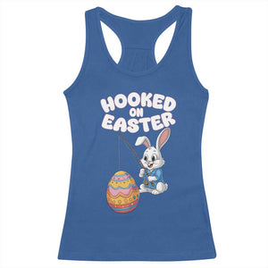 Cute Bunny Fishing Racerback Tank Top Hooked for Easter Eggs Funny Holiday TS02 Royal Blue Print Your Wear