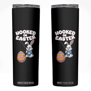 Cute Bunny Fishing Skinny Tumbler Hooked for Easter Eggs Funny Holiday TS02 Black Print Your Wear