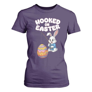 Cute Bunny Fishing T Shirt For Women Hooked for Easter Eggs Funny Holiday TS02 Purple Print Your Wear