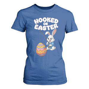 Cute Bunny Fishing T Shirt For Women Hooked for Easter Eggs Funny Holiday TS02 Royal Blue Print Your Wear