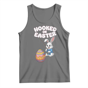 Cute Bunny Fishing Tank Top Hooked for Easter Eggs Funny Holiday TS02 Black Heather Print Your Wear