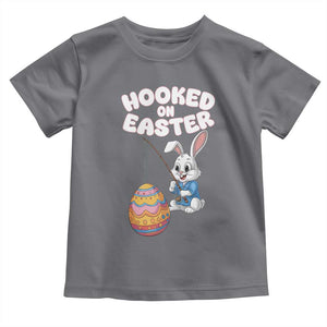 Cute Bunny Fishing Toddler T Shirt Hooked for Easter Eggs Funny Holiday TS02 Charcoal Print Your Wear