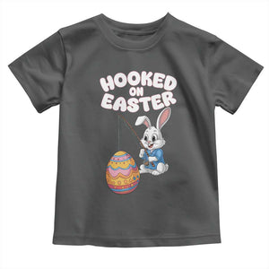 Cute Bunny Fishing Toddler T Shirt Hooked for Easter Eggs Funny Holiday TS02 Dark Heather Print Your Wear