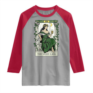 The Sassy Lass Tarot Card Raglan Shirt Funny St Patrick's Day TS02 Sport Gray Red Print Your Wear
