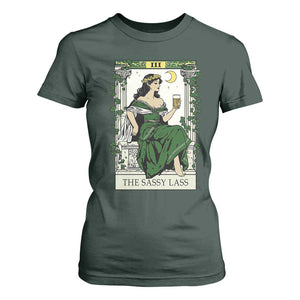 The Sassy Lass Tarot Card T Shirt For Women Funny St Patrick's Day TS02 Dark Forest Green Print Your Wear